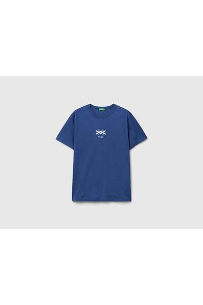United Colors of Benetton تي شيرت رجالي قطني بأكمام قصيرة مع طباعة الشعار