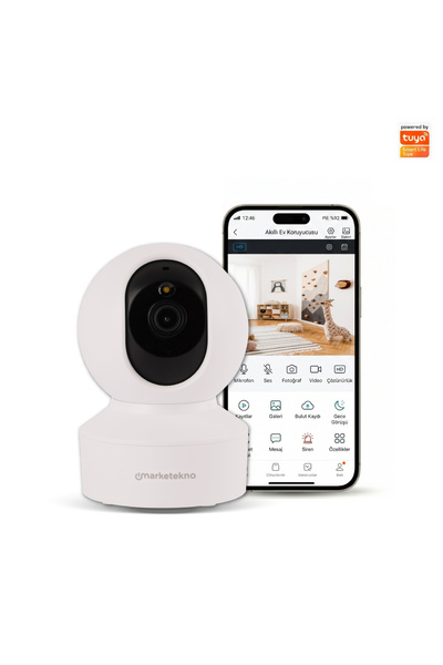 Marketekno Ev Kamerası, WiFi Kontrollü Akıllı Kamera, Bebek Kamerası, Gece Gö...