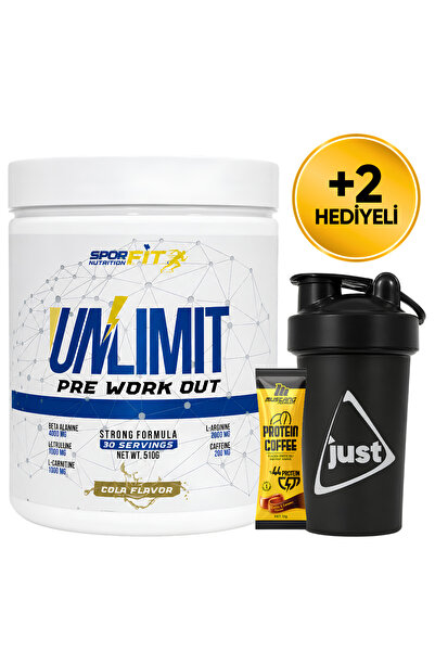 Sporfit Nutrition Unlimit Pre-Workout Amino Asit Tozu 510 Gr 30 Servis Kola +...