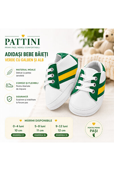 Bebelul Adidași confortabili pentru bebeluși, verzi, galbeni și albi, marca P...