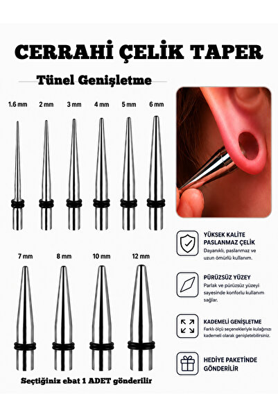 Karınca Piercing Tünel Genişletme Seti Cerrahi Çelik Ear Plug Genişletme (2 P...