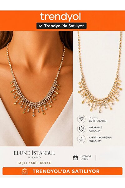ELUNE İSTANBUL Milano Zirkon Taşlı Şık Abiye Kolye