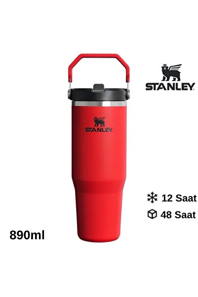 Stanley كوب ترموس آيس فلو فليب مع ماصة 0.89 لتر، قارورة حمراء