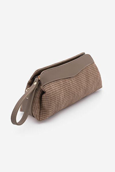 Marjin Kadın İç Cepli Hasır Görünümlü Clutch & Portföy El ve Omuz Çantası Ama...