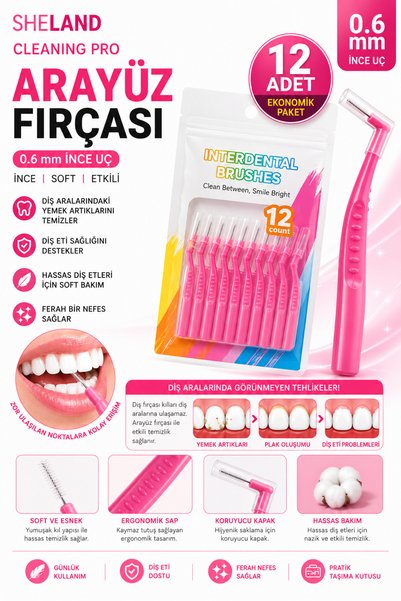 Sheland Oral Care Pro Interface Brush 0.6 mm Fine Tip Interdental Cleaning Brush