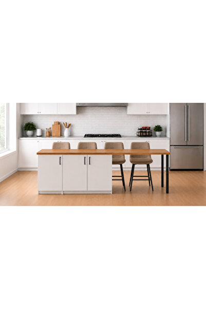 Tdesigno Bal Mutfak Adası - 3 Kapaklı-Çok Amaçlı Dolap-Alt Modül-Kiler - 250 cm