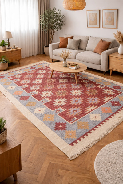 OEM Covor tradițional, dimensiune 180 x 280 cm, rosu și crem, model RUSTIC