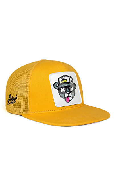 BlackBörk Șapcă de camioner pentru copii, galbenă, cu logo-ul Hip Hop Kids Bear