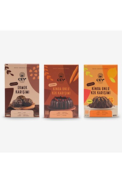 Cey Natural Foods 3'lü Set Kinoa Unlu Kek Karışımları Ve Ekmek Karışımı
