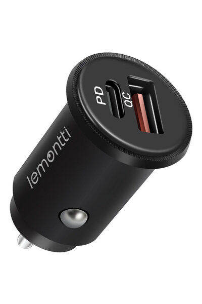 lemontti USB + USB-C PD QC3.0 30W Negru