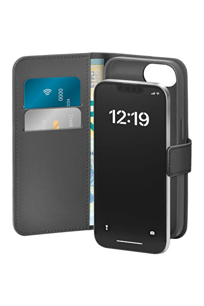 Puro Husă din piele pentru iPhone 16E cu clapetă orizontală + 2 sloturi pentr...