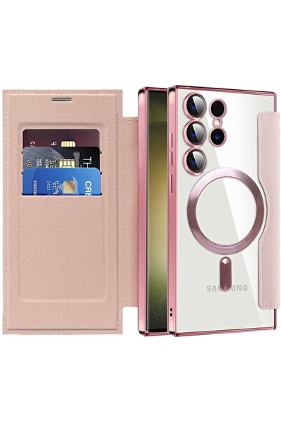 Techsuit Husă pentru Samsung Galaxy S23 Ultra - SmartMag Book Case - Roz