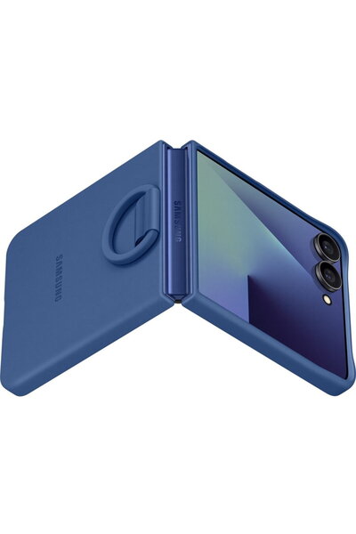 Samsung Galaxy Z Flip 7 - Capac protectie spate Silicone Case cu inel, Albastru