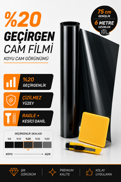 Space Oto Çizilmez cam filmi 75 cm x 6 metre %20 Premium (Ragle ve Maket Bıça...