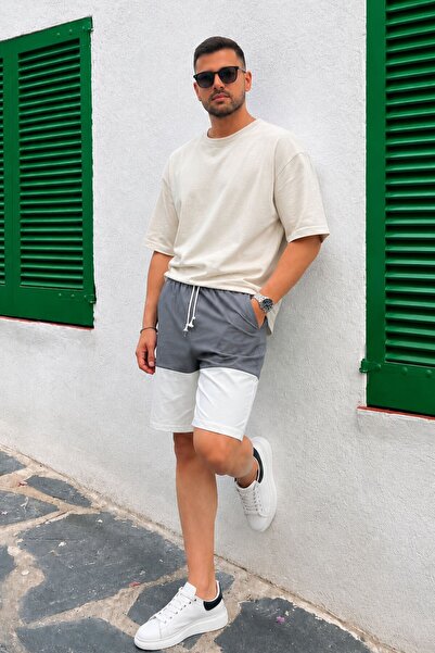 Madmext Smoked Color Blocked Men's Shorts E6568
