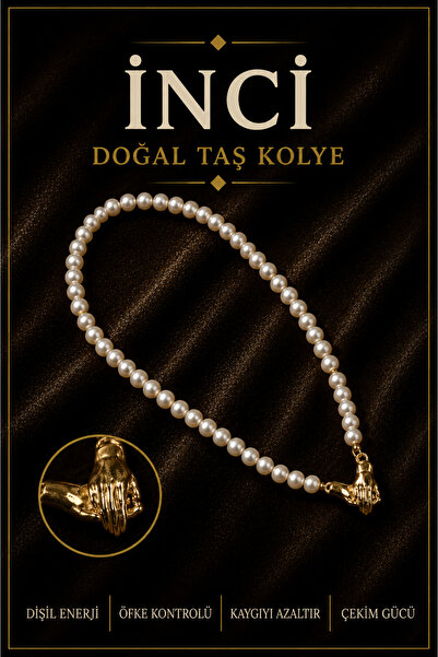 OSMANLI DEĞERLİ TAŞ Inci Doğal Taş Gümüş El Ele Kolye
