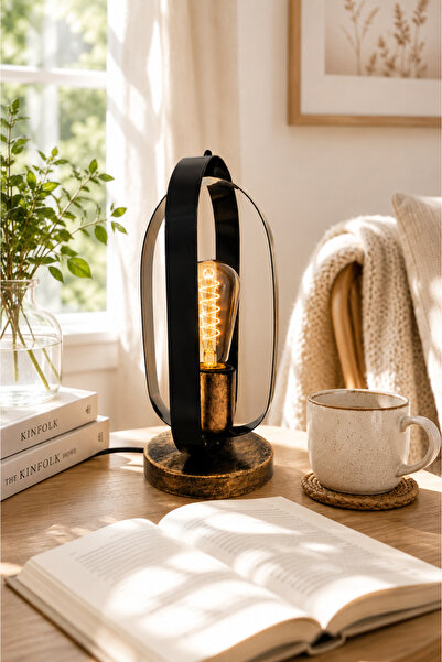 VENON Super Icon Night Light Hadley Table Lamp Glass Metal Black Yellow Patin...
