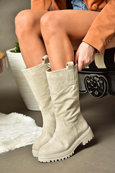 Fox Shoes R555267002 Cizme de damă din piele naturală din piele naturală bej