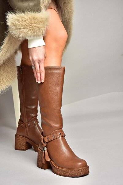 Fox Shoes T996224009 Tan čizme za žene sa debelim potpeticama