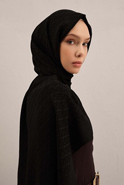 Armine Lyocell Şal - Çift A Logo Desen - ALY5-01 - Siyah