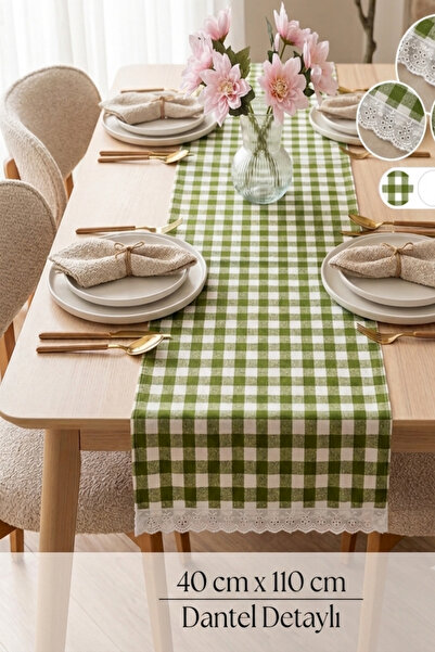zarafet concept Modern Dekoratif Dantel Detaylı Vintage Runner 40x110cm