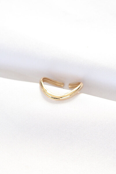 evimdeyokyok Flat Gold Color Adjustable Ring Tj-Byk3101