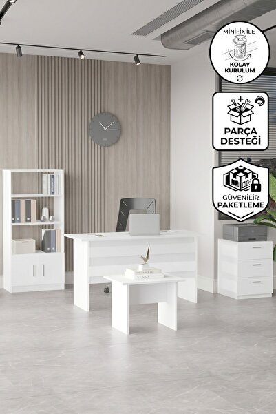 Yurupa Bega ABCD Ofis Büro Masa Takımı 3 Renk Beyaz BEG11-W
