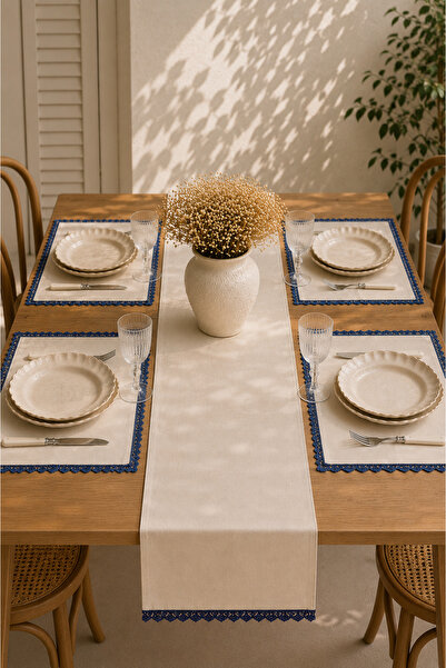 Typoniq Attitude Included Riviera 100% Cotton Tableware Set – 1 Runner + 4 Am...