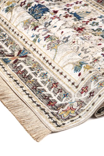 Bursa İpek Cream Velvet Rug Prayer Rug