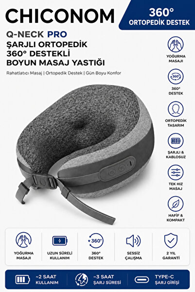 chiconom Q-NECK PRO Şarjlı Ortopedik 360° Destekli Boyun Masaj Yastığı