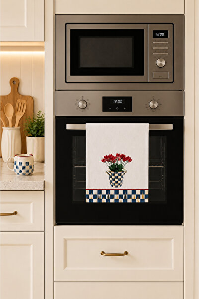 naya home Dekoratif Mutfak Pamuklu Fırın Havlusu Özel Desenli Etnik Model 35x...