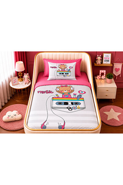 Fabeteks Listening to Music Teddy Bear Cute Single Digital Baby Bedding Set
