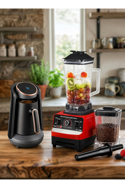 TOSCANA U Electric Blender Set with 2L 15-Speed Grain Grinder 500ml 600W Coff...