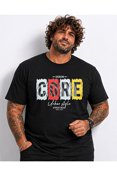 Starbattal Men's Oversized Crew Neck T-Shirt Core 26138 Black