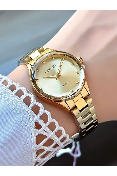 Ferrucci Women's Gold Metal Cord Gold Dial Wristwatch with Warranty