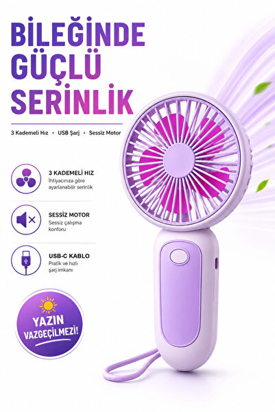 Kensa Bilek Askılı Şarjlı Taşınabilir El Fanı – Mini Vantilatör
