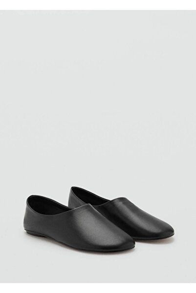 MANGO Woman Pantofi din piele cu talpă plată