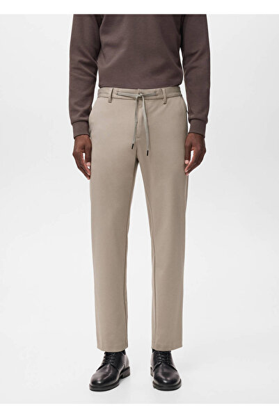 MANGO Man Pantaloni slim din țesătură elastică confortabilă cu șnur