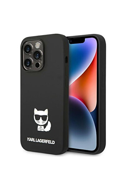 Karl Lagerfeld Phone case for iPhone 14 Pro, Choupette, Liquid Silicone, Black