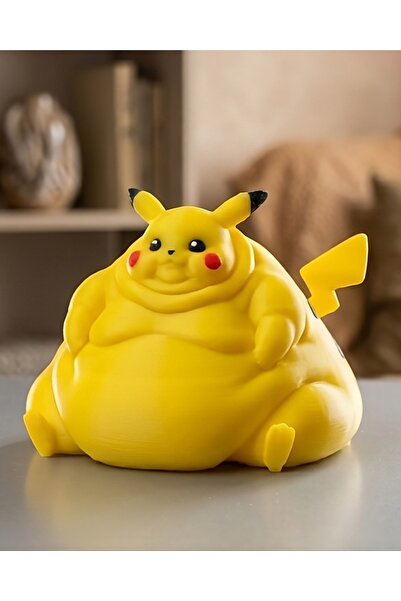 IvırZıvırLab Tombik Pikachu Figürü Sarı 3D Baskı Masa Süsü Dekoratif Anime Bi...