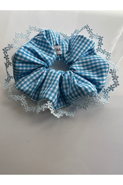 OIA Atelier Turquoise Pitikare Baby Blue Lace Detailed Lace Scrunchie Rubber ...