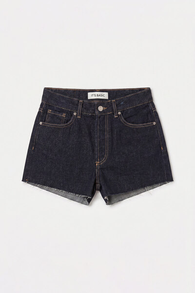 it's basic Kadın İndigo Selvedge 7s6-50 Mini Denim Sort
