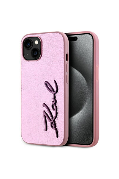 Karl Lagerfeld Husa iPhone 15 - Carcasă rigidă din piele (KLHCP15SPFMFBKMP) -...