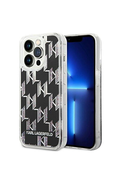 Karl Lagerfeld Phone case for iPhone 14 Pro, Monogram Liquid Glitter, Plastic...