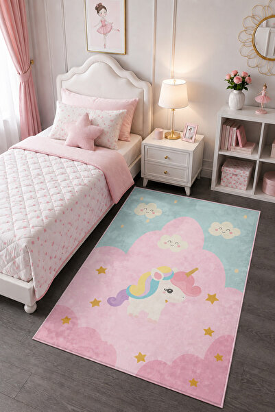 Bebişim Halı Sevimli Unicorn Bambu Çocuk Odası Halısı