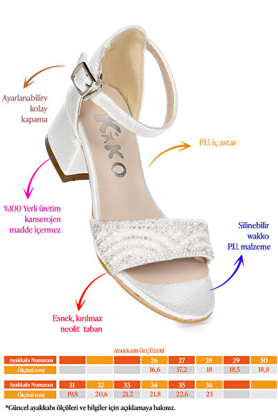 Kiko Kids Heidi Vakko Günlük Kız Çocuk 3 Cm Topuklu Sandalet Abiye Ayakkabı