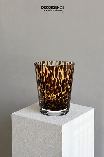 Dekorsende Cam Mumluk Leopar Desen 22 cm