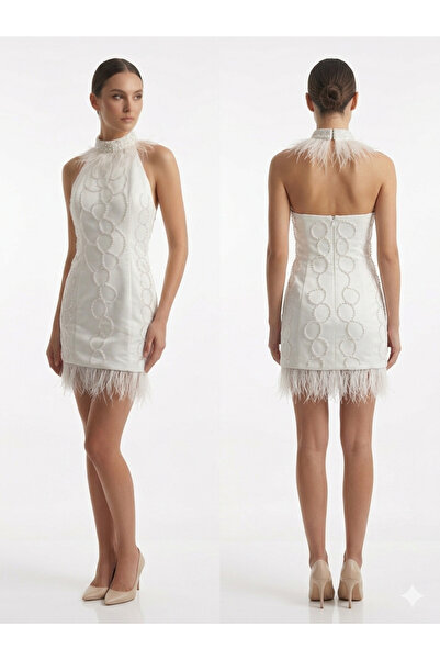 wisteriA KRİSTAL EL İŞLEMELİ OTRİŞ DETAYLI KOKTEY DRESS