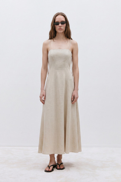 Suud Collection Φυσικό λινό φόρεμα Melinda με λουράκι