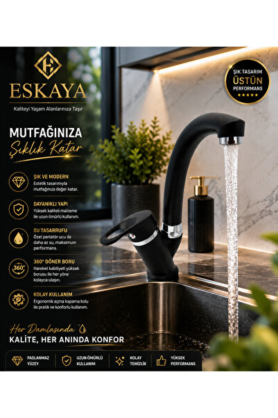 ESHOME Mix Kuğu Hot and Cold Dual Water Inlet Kitchen and Sink Faucet Mixer